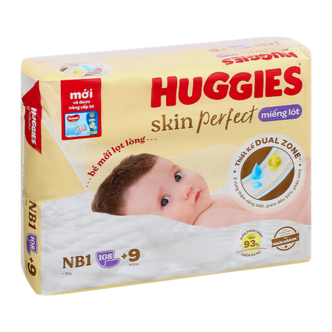 Miếng lót Huggies Skin Perfect NB1-108 + 9 (< 5 Kg)