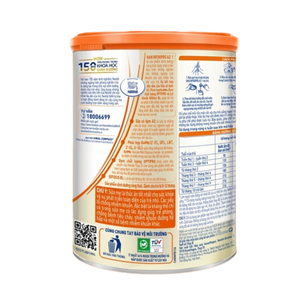 Sữa Nan InfiniPro A2 số 1 (800g) cho bé từ 0-12 tháng tuổi (mới 6HMO; mẫu cũ 5HMO giá 699K)