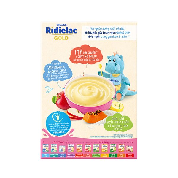Bột ăn dặm Ridielac Gold Gạo trái cây 200g (6-24 tháng)