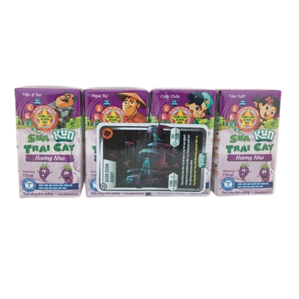 Sữa Kun trái cây hương nho 110ml (lốc 4 hộp)