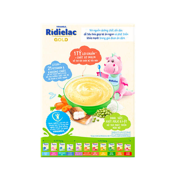 Bột ăn dặm Ridielac Gold Lươn cà rốt đậu xanh 200g (7 - 24 tháng)