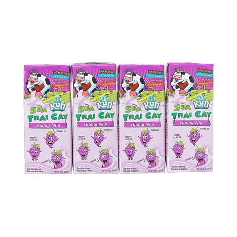 Sữa Kun trái cây hương nho 180ml (lốc 4 hộp)