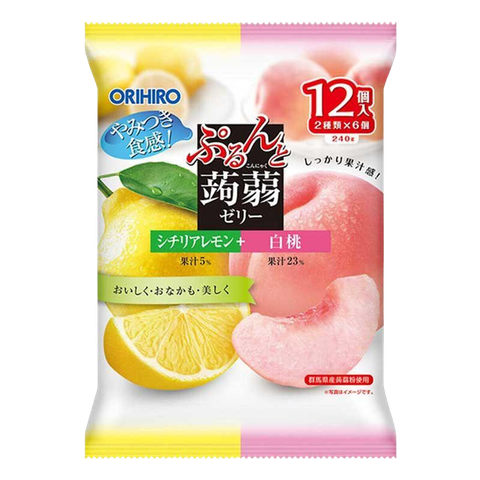 Thạch túi Orihiro Nhật vị quýt & đào 12 gói