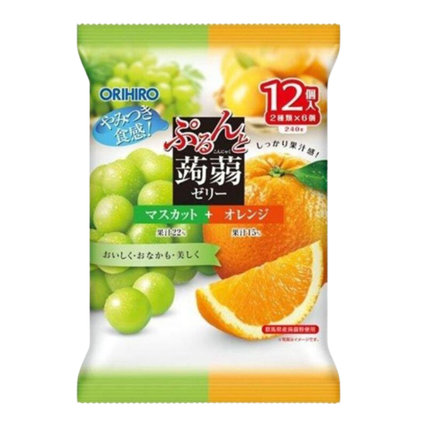 Thạch túi Orihiro Nhật vị nho xanh và cam 12 gói