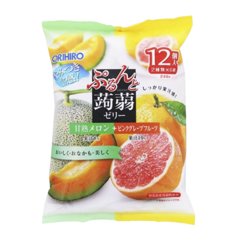 Thạch túi Orihiro Nhật vị dưa lưới và bưởi hồng 12 gói