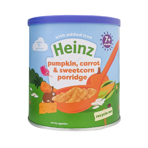 Bột ăn dặm Heinz cháo bí đỏ, cà rốt và bắp ngọt 200g (7m+)