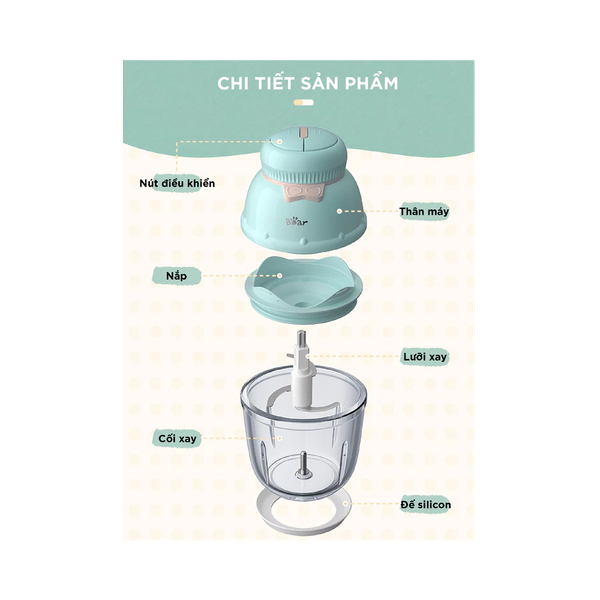Máy xay ăn dặm Bear 0,3L B03V2 Blue