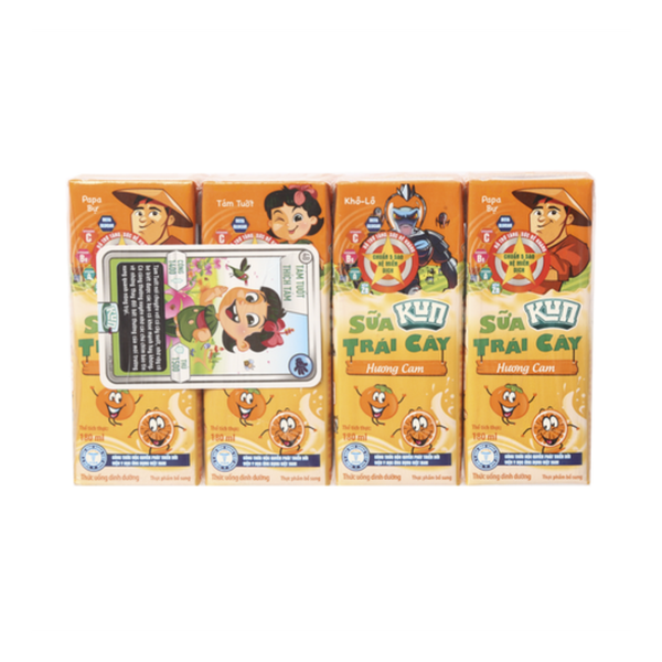 Sữa Kun trái cây hương cam 180ml (lốc 4 hộp)