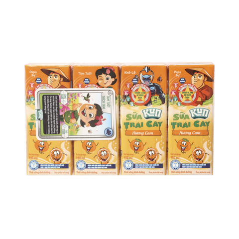 Sữa Kun trái cây hương cam 180ml (lốc 4 hộp)