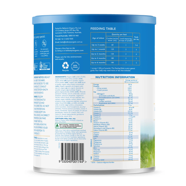 Sữa Bellamy's Organic đạm A1 số 1 (900g) cho bé từ 0-6 tháng