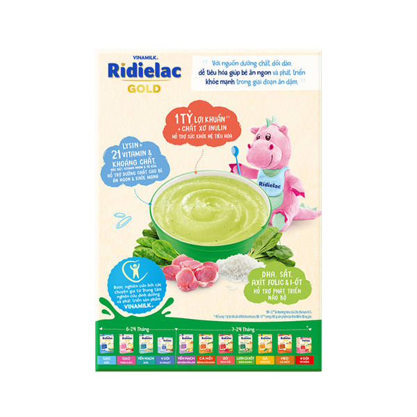 Bột  ăn dặm Ridielac Gold Heo Bó Xôi 200g (7 - 24 tháng)