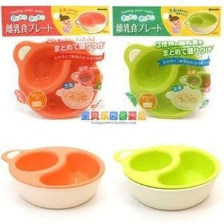Bát ăn dặm cho bé có quai cầm Osaka 2 màu xanh, trắng