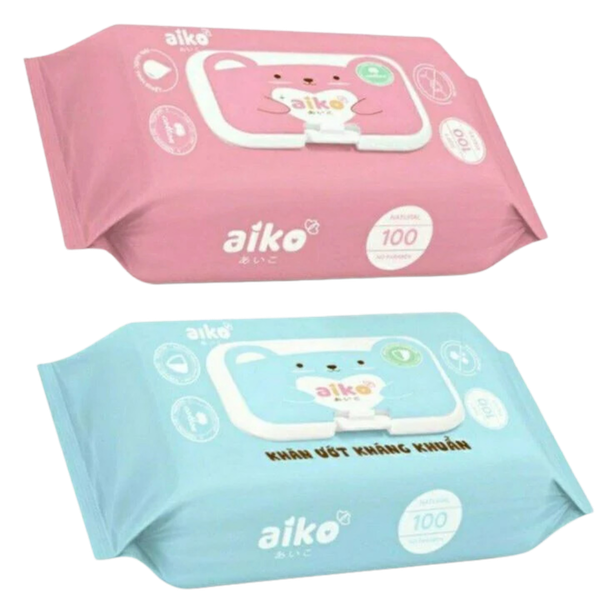 Khăn ướt kháng khuẩn Aiko 100 tờ (thùng 10 gói)