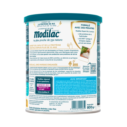 Sữa Modilac Expert Riz số 2 (800g) cho bé từ 6-12 tháng tuổi