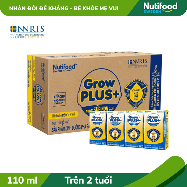 Sữa BPS Nutifood Grow PLUS+ vàng sữa non 110 mL 2+ (lốc 4 hộp)