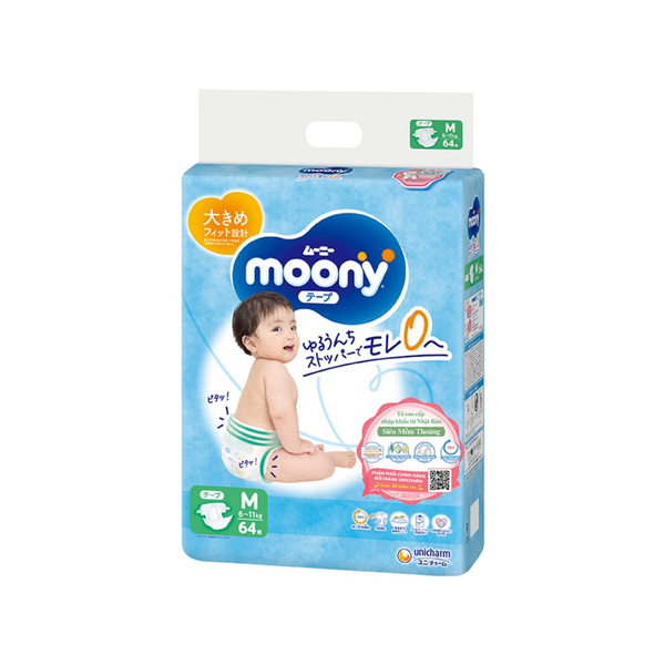 Tã Moony Xanh Dán M-64 (6 - 11 kg)
