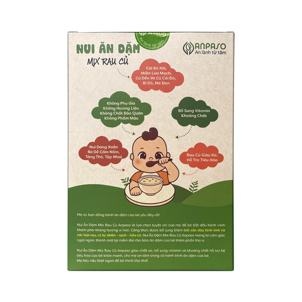 Nui ăn dặm mix rau củ ANPASO 150g