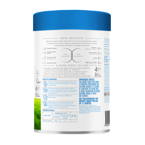 Sữa Bellamy’s Organic đạm A2 số 3 (800g) cho bé từ 1-2 tuổi