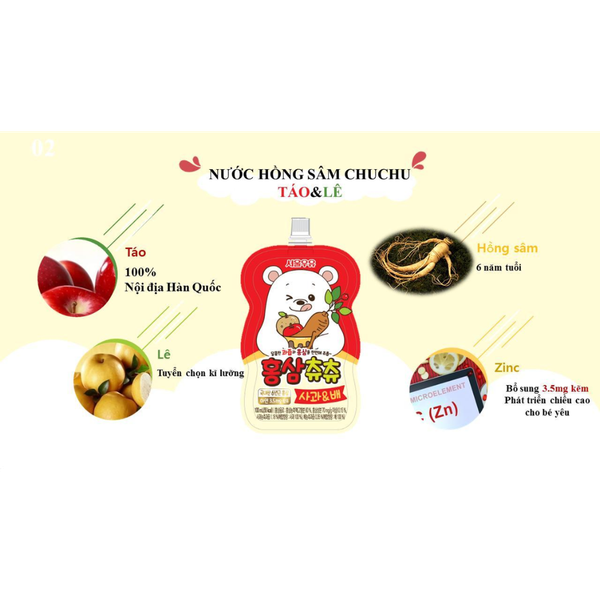 Nước Hồng sâm Chu Chu vị Táo & Lê