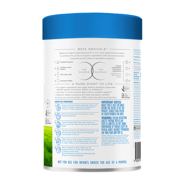 Sữa Bellamy’s Organic đạm A2 số 2 (800g) cho bé từ 6-12 tháng tuổi