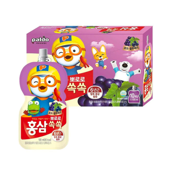 Nước ép trái cây Paldo Pororo hồng sâm vị nho & việt quất 100 ml (từ 1 tuổi)