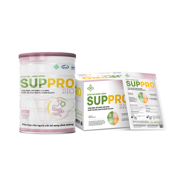 Suppro BIO - Soup cao năng lượng, dành cho người gặp các vấn đề về tiêu hóa (vị gạo sữa, dạng lon 800g)