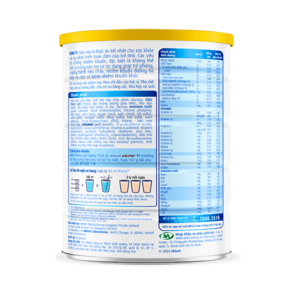 Sữa Abbott Grow 1+ (850g) cho trẻ 1-2 tuổi (tên cũ Abbott Grow 3)