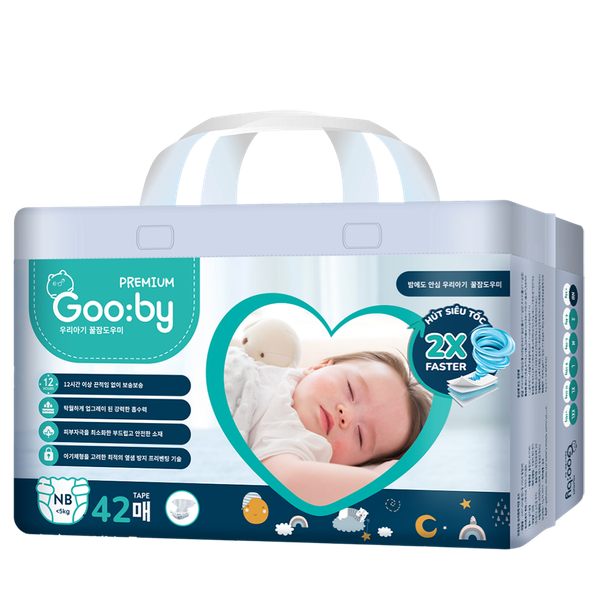 Tã Gooby Premium Đêm Dán NB-42 (< 5 kg)