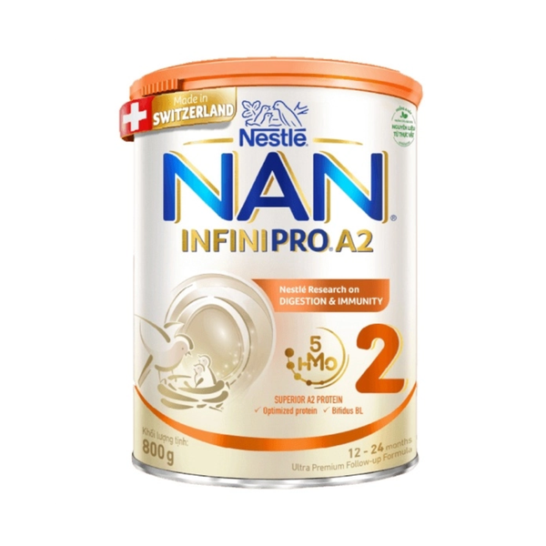 Sữa Nan InfiniPro A2 số 2 (800g) cho bé từ 12-24 tháng tuổi (mới 6HMO; mẫu cũ 5HMO giá 699K)