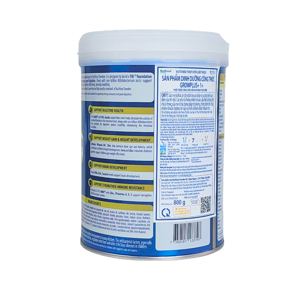 Sữa Nutifood Grow PLUS+ xanh 1+ (800g) cho bé từ 1-2 tuổi