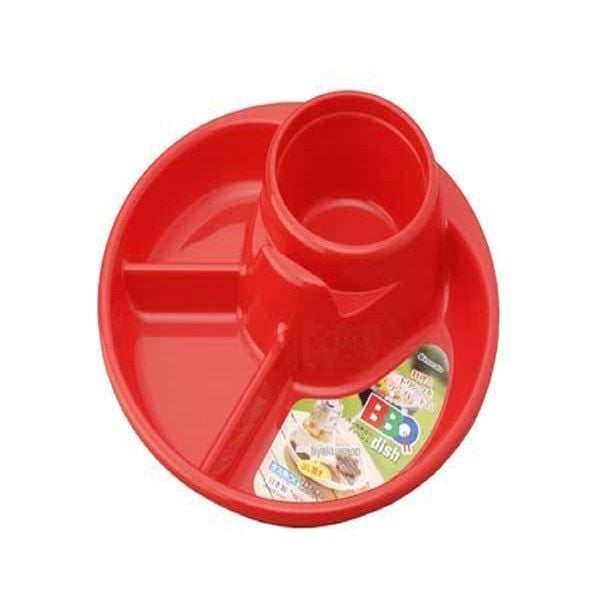 Khay ăn 3 ngăn cho bé kèm khay để cốc,thìa dĩa đỏ Konbini
