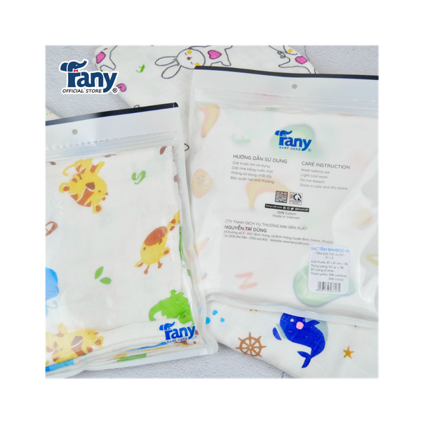 Khăn gạc tắm bamboo sợi tre 3 lớp (in rơi)
