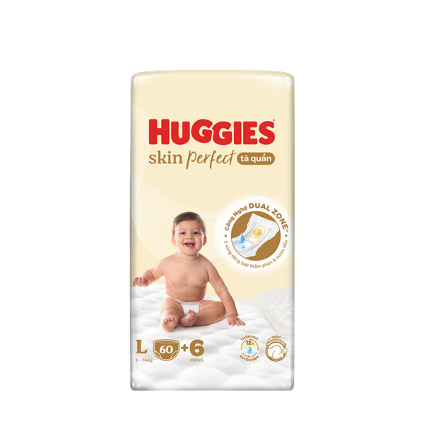 Tã Huggies Quần Skin Perfect L-60+6 (9 - 14 Kg)