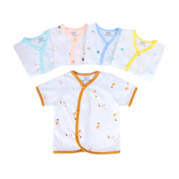 Áo sơ sinh tay ngắn cài chéo Taco (hoạ tiết)