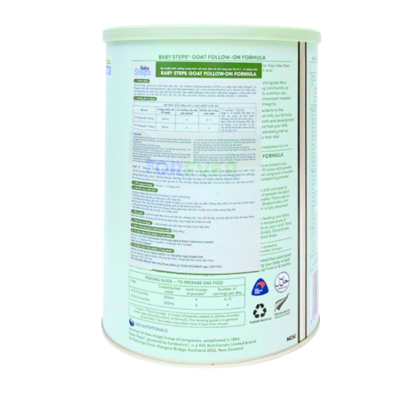 Sữa dê Baby Steps số 2 (900g) cho bé từ 6-12 tháng tuổi