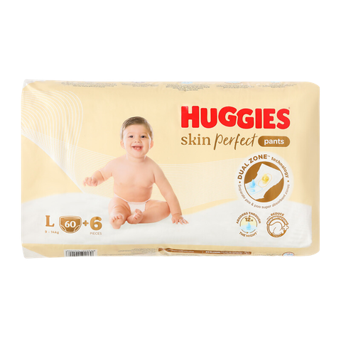 Tã Huggies Quần Skin Perfect L-60+6 (9 - 14 Kg)