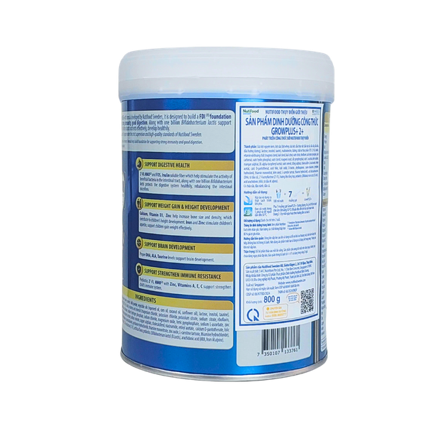 Sữa Nutifood Grow PLUS+ xanh 2+ (800g) cho bé trên 2 tuổi
