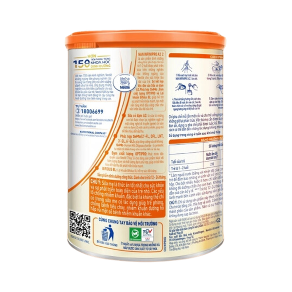 Sữa Nan InfiniPro A2 số 2 (800g) cho bé từ 12-24 tháng tuổi (mới 6HMO; mẫu cũ 5HMO giá 699K)
