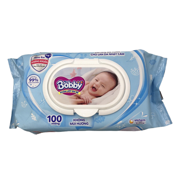 Khăn ướt Bobby không mùi (100 miếng)