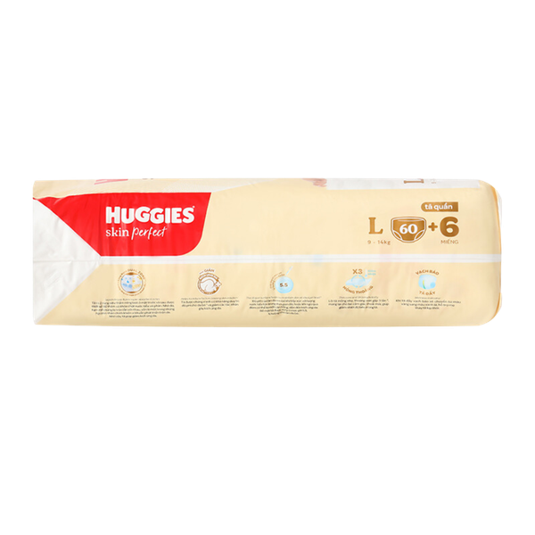 Tã Huggies Quần Skin Perfect L-60+6 (9 - 14 Kg)