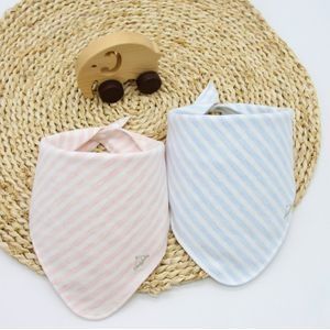Yếm tam giác 100% Cotton giữ ấm cổ cho bé Comfybaby kẻ xanh/hồng (set 2c)