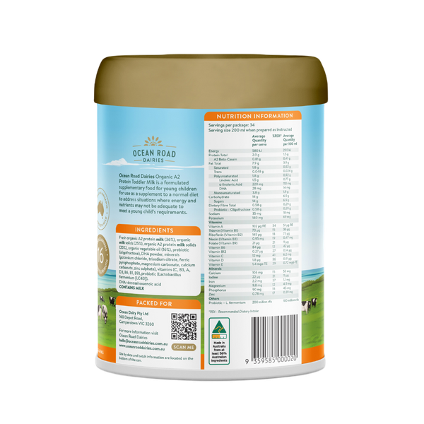 Sữa Ocean Road Organic A2 số 3 (900g) cho bé trên 1 tuổi