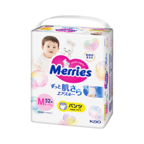 Tã Merries Quần nhập khẩu M-52 (6 - 11 kg)