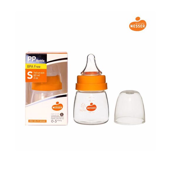 Bình sữa Wesser cổ hẹp nhựa PP 60ml