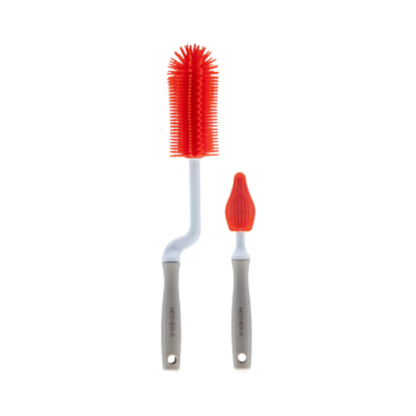 Bộ cọ bình sữa, núm ti silicone Mother-K màu đỏ