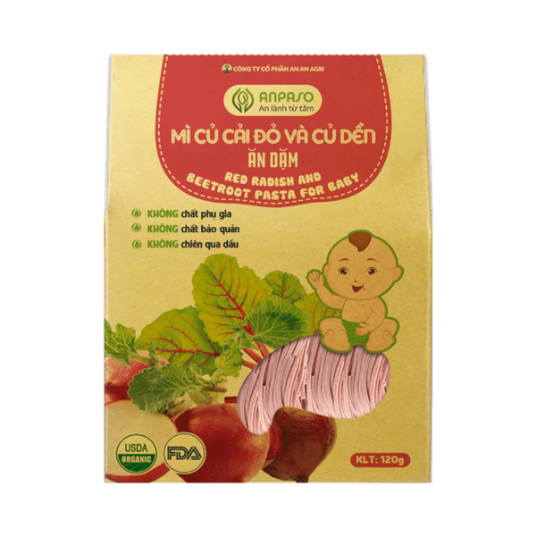 Mì ăn dặm Organic củ cải đỏ và củ dền ANPASO 120g