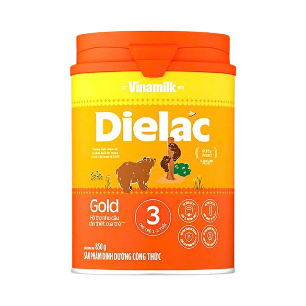 Sữa Dielac Alpha Gold số 3 (850g) cho bé từ 1-2 tuổi (mẫu mới lon vàng đỏ)