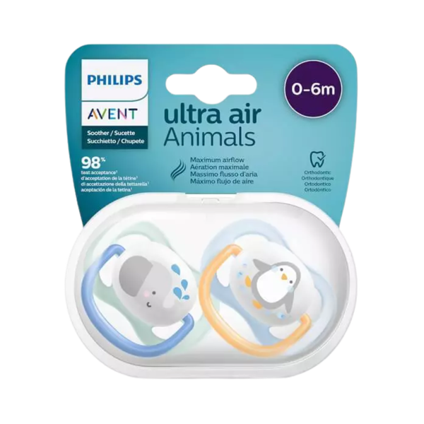 Ty ngậm thông khí hình thú bé trai Philips Avent 6-18m (vỉ đôi)