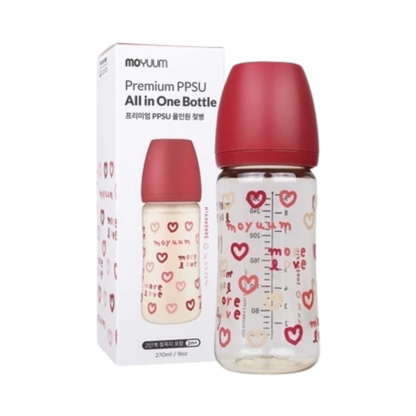 Bình sữa Moyuum trái tim 270ml đỏ