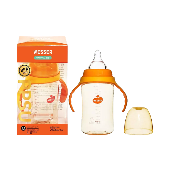 Bình sữa Wesser PPSU CR 260 ml (có tay cầm)